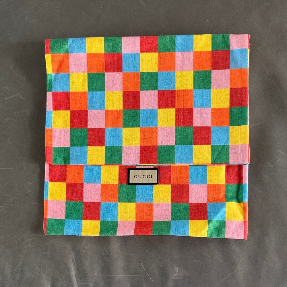 Rare Limited Edition Gucci Multicolor Checkered Fabric Dustbag